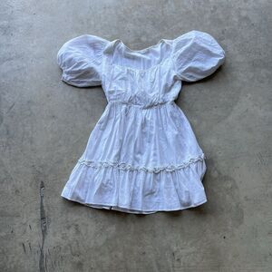 All In Favor Boho Coachella White Puff sleeve midi dress Womens size M